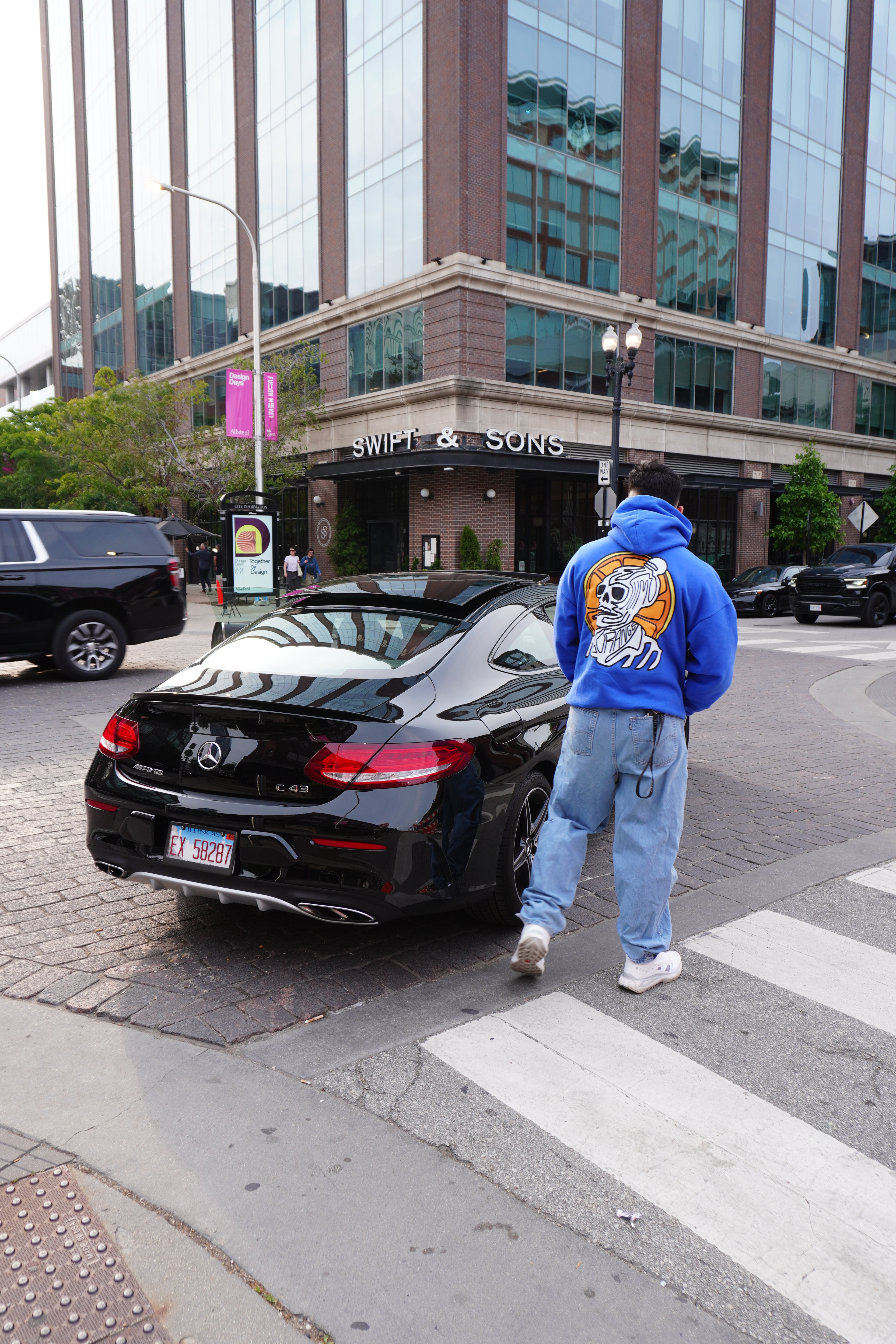 Royal blue Sumo Orange hoodie, alternate view
