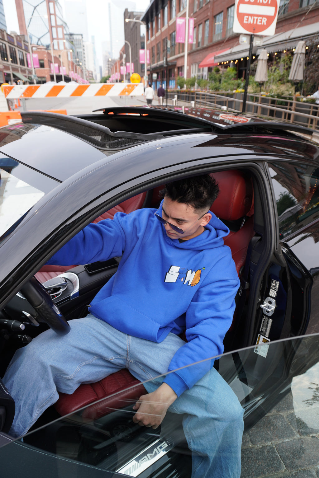 Royal blue Sumo Orange hoodie, alternate view