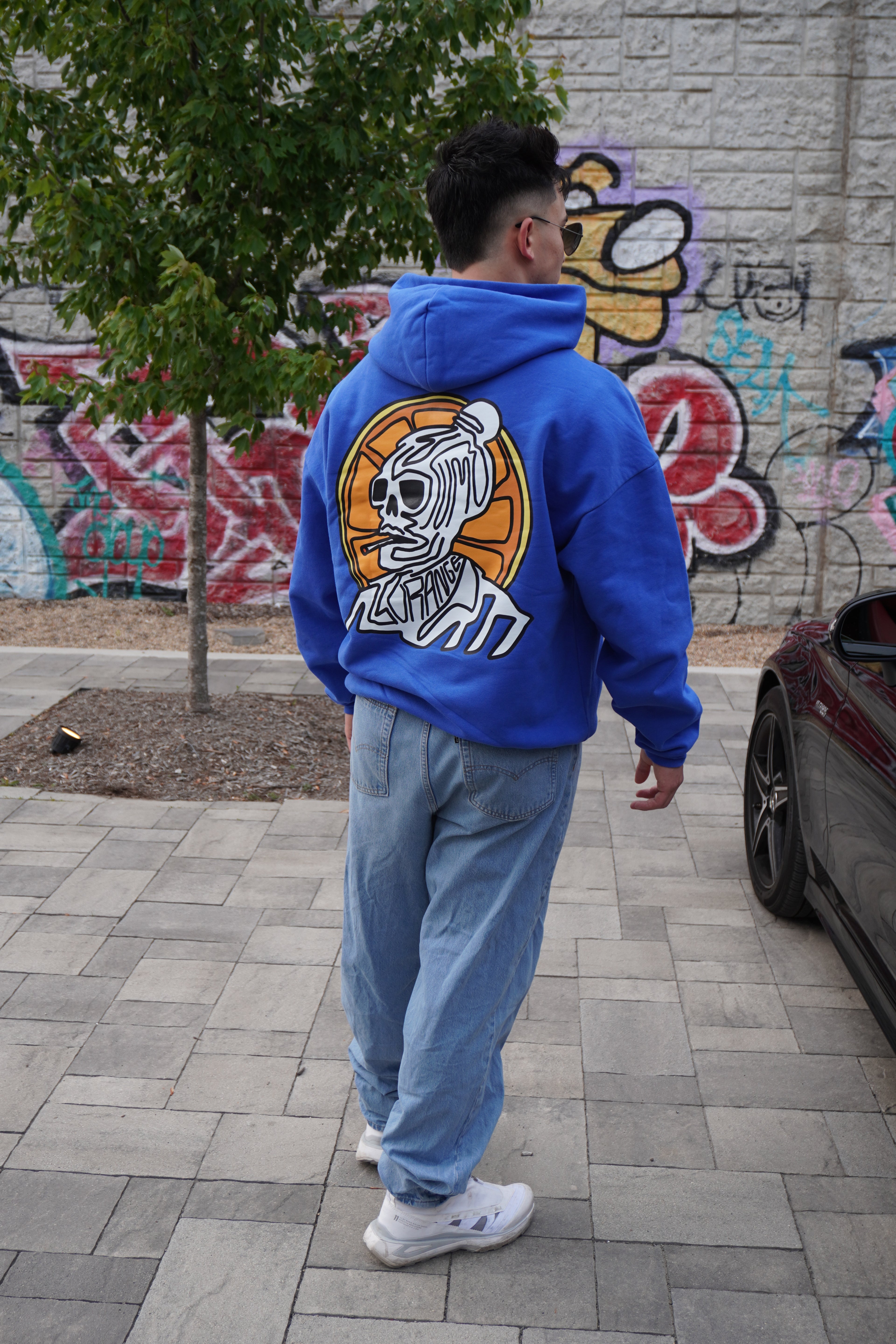 Sumo Orange Forbidden Fruit hoodie in royal blue, 600 GSM cotton